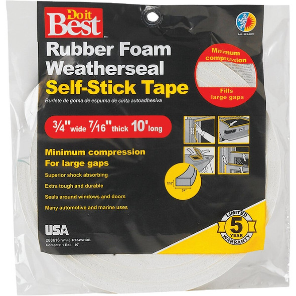 Frost King 3-4x7-16"x10' Wht Tape R734WH 288616