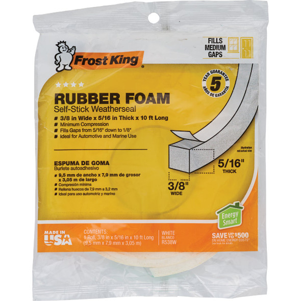 Frost King 3-8x5-16"x10' Wht Tape R538WH 288624