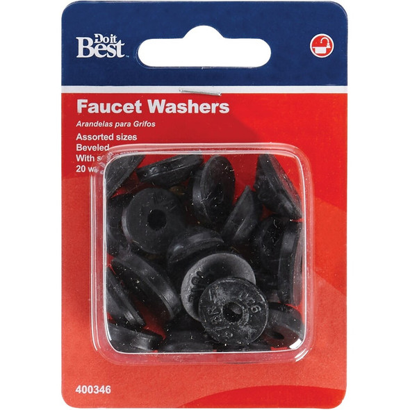Do it Best Assorted Black Beveled Faucet Washer (24 Ct.) DIB805-22 400346