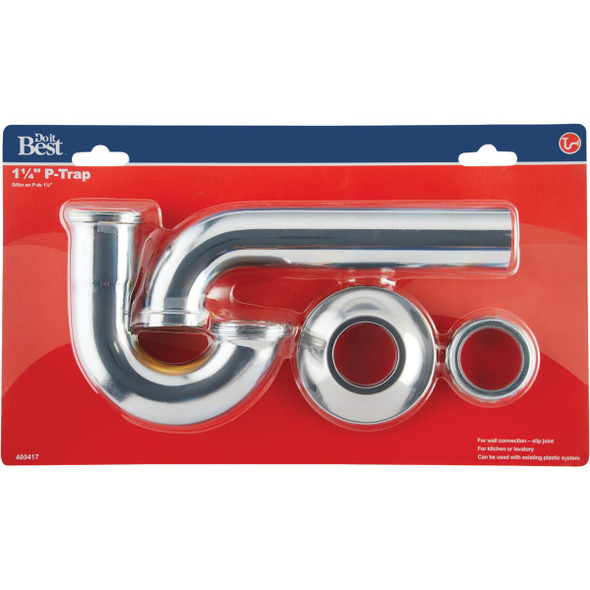 Do it Best 1-1-4 In. x 1-1-4 In. 22 Gauge Brass P-Trap DIB100CP 400417