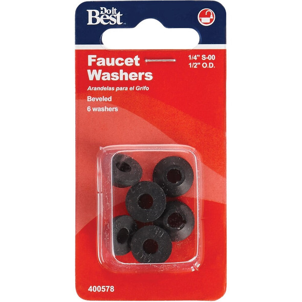 Do it Best 1-2 In. Black Beveled Faucet Washer (6 Ct.) DIB805-50 400578