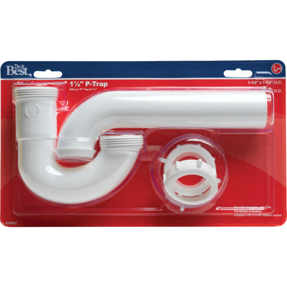 Do it Best 1-1-2 In. to 1-1-4 In. White Plastic P-Trap with Reducer Washer DIB940W 410852