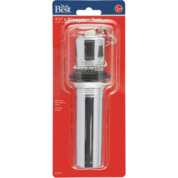 Do it Best 1-1/4 In. Chrome-Plated Brass Bathroom Sink Drain with Overflow