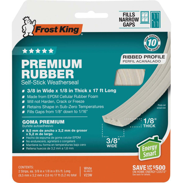 Frost King 3/8 In. x 17 Ft. White Narrow Weatherseal Tape V23WA