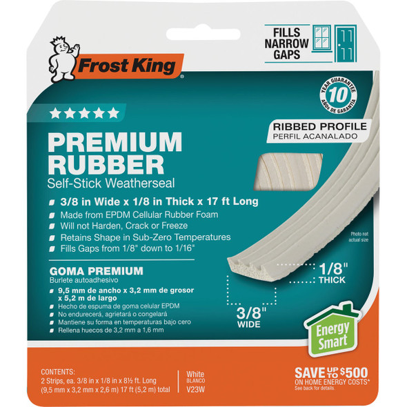 Frost King 3/8 In. x 17 Ft. White Narrow Weatherseal Tape V23WA