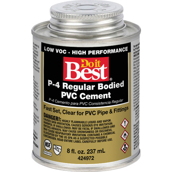 Do it Best 8 Oz. Regular Bodied Clear PVC Cement 18117-24