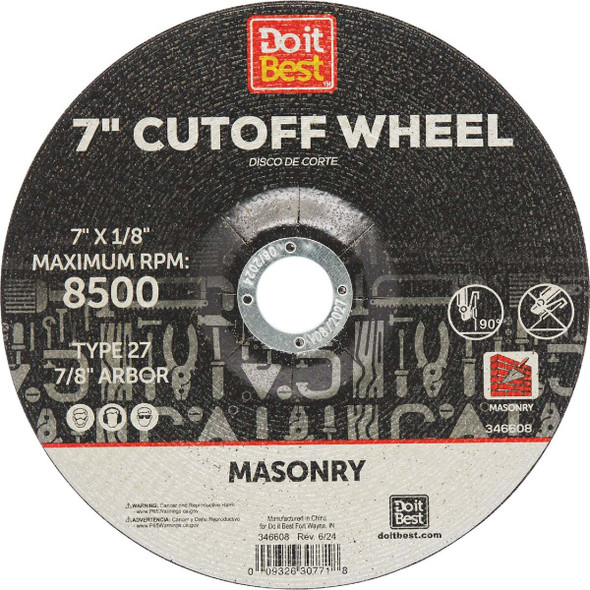 Do it Best Type 27 7 In. x 1/8 In. x 7/8 In. Masonry Cut-Off Wheel TK-CW-007