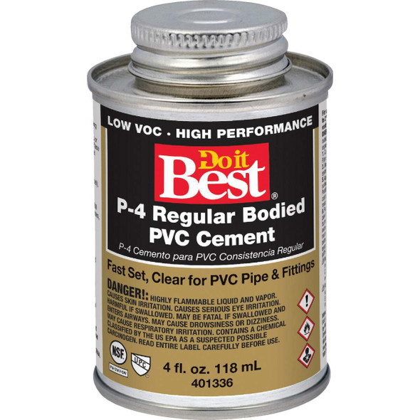 Do it Best 4 Oz. Regular Bodied Clear PVC Cement 18099-24