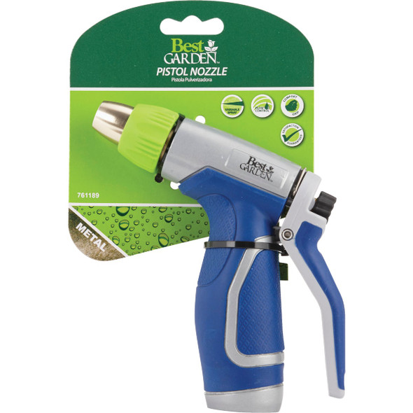 Best Garden Metal Pistol Nozzle with Comfort Grip, Blue & Gray  55117-PT 761189