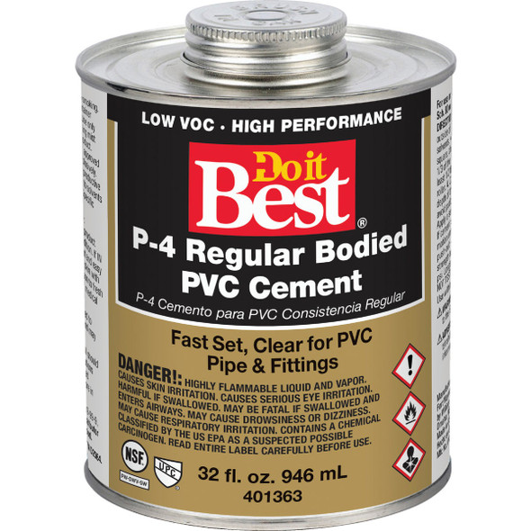 Do it Best 32 Oz. Regular Bodied Clear PVC Cement 18139-12