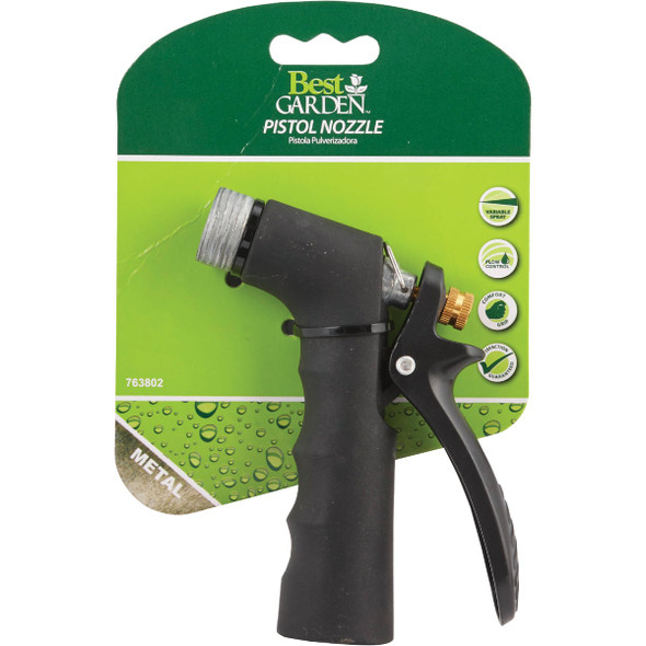 Best Garden Hot Water Metal Pistol Nozzle with Threaded Front, Black 37088 763802