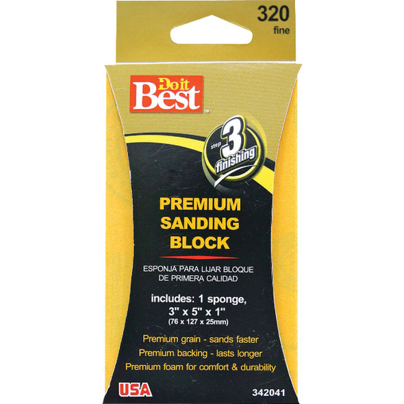 Do it Best Premium 3 In. x 5 In. x 1 In. 320 Grit Fine Sanding Sponge 7344004