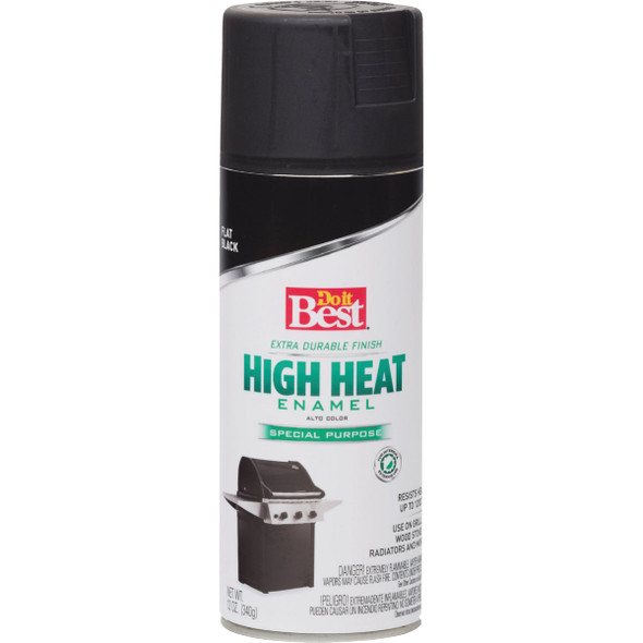 Do it Best Flat Black 12 Oz. High Heat Spray Paint 203298D 780382