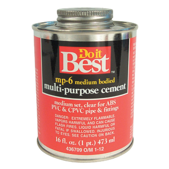 Do it Best 16 Oz. Medium Bodied Clear Multi Purpose Solvent Cement 18024-12