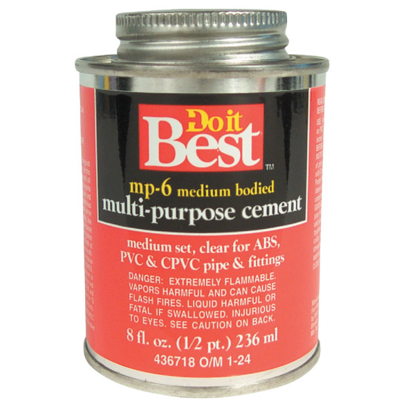 Do it Best 8 Oz. Medium Bodied Clear Multi Purpose Solvent Cement 18017-24