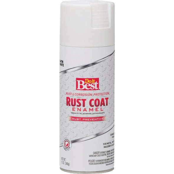 Do it Best Rust Coat Satin White 12 Oz. Anti-Rust Spray Paint 203539D 778053