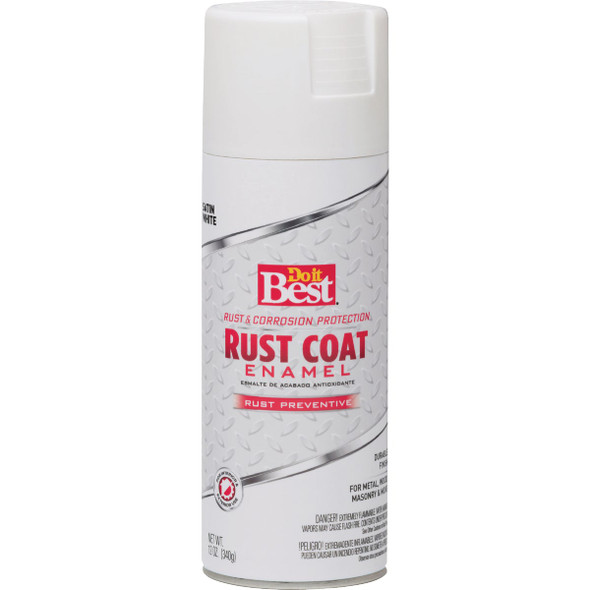 Do it Best Rust Coat Satin White 12 Oz. Anti-Rust Spray Paint 203539D 778053