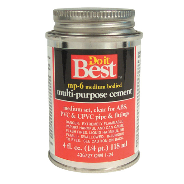 Do it Best 4 Oz. Medium Bodied Clear Multi Purpose Solvent Cement 18006-24