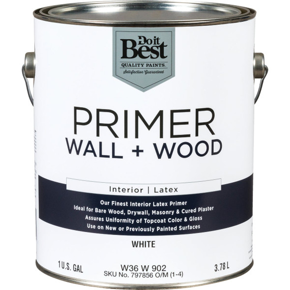 Do it Best Interior Latex Wall and Wood Primer, White, 1 Gal. W36W00902-16