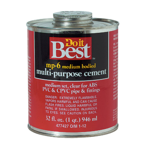 Do it Best 32 Oz. Medium Bodied Clear Multi Purpose Solvent Cement 18032-12
