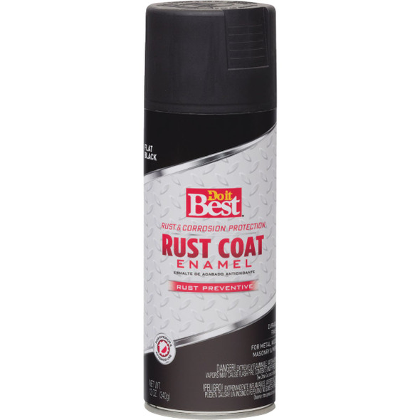 Do it Best Rust Coat Flat Black 12 Oz. Anti-Rust Spray Paint 203506D 780364