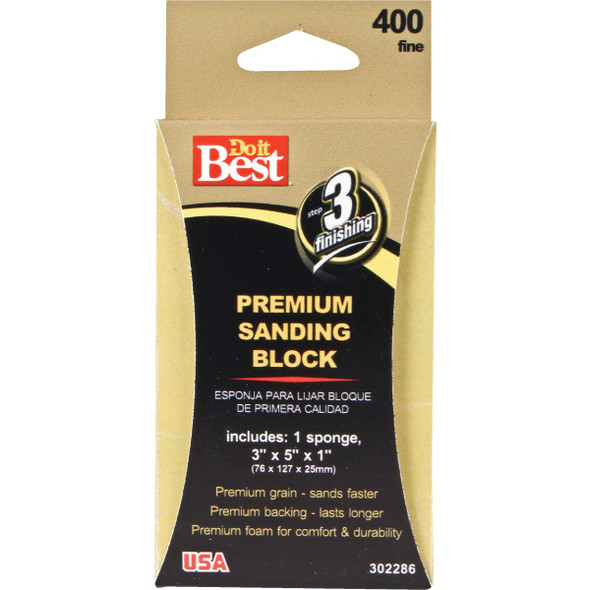 Do it Best Premium 3 In. x 5 In. x 1 In. 400 Grit Fine Sanding Sponge 7363004
