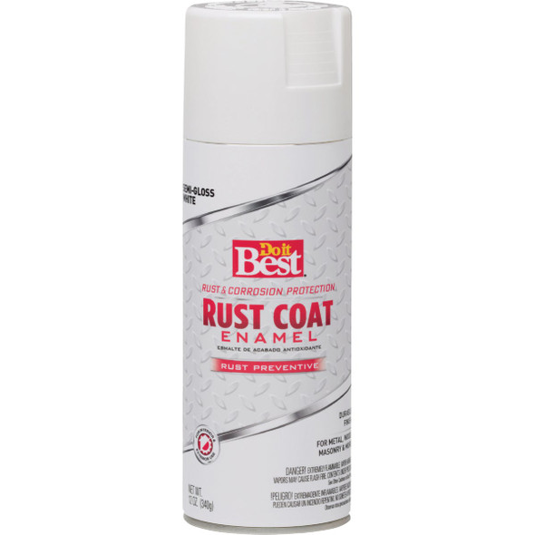 Do it Best Rust Coat Gloss Semi-Gloss White 12 Oz. Anti-Rust Spray Paint 203547D 778982