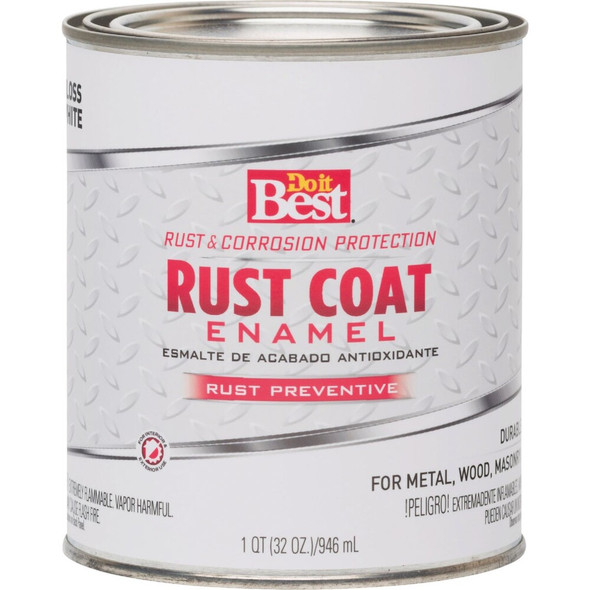 Do it Best Rust Coat Oil-Based Gloss Enamel, White, 1 Qt. 203566D 771325