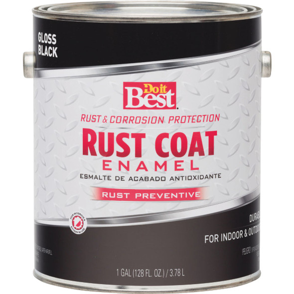 Do it Best Rust Coat Oil-Based Gloss Enamel, Black, 1 Gal.