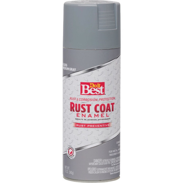 Do it Best Rust Coat Gloss Medium Gray 12 Oz. Anti-Rust Spray Paint 203545D 779349