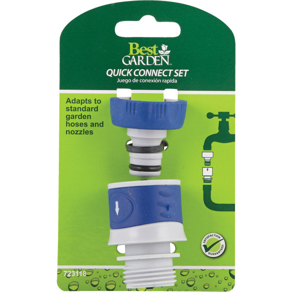 Best Garden 1 Male, 1 Female Poly Faucet Quick Connect Connector Set 503QC 723118