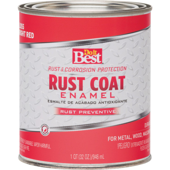 Do it Best Rust Coat Oil-Based Gloss Enamel, Bright Red, 1 Qt. 203570D 771813