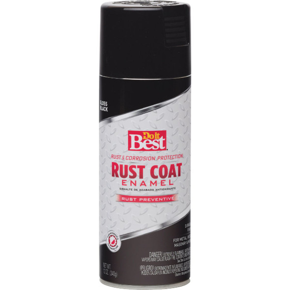Do it Best Rust Coat Gloss Black 12 Oz. Anti-Rust Spray Paint 203503D 779269