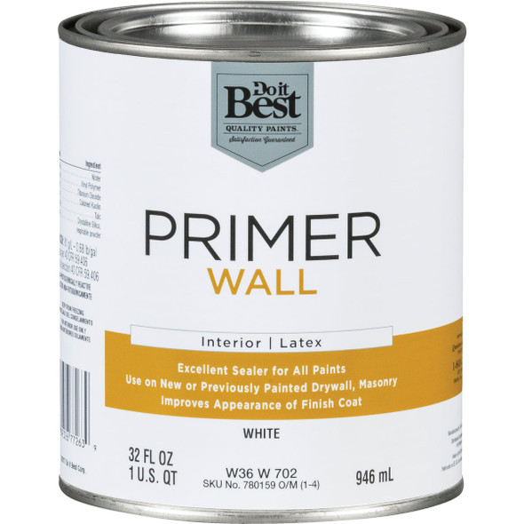 Do it Best Interior Latex Wall Primer, White, 1 Qt. W36W00702-44