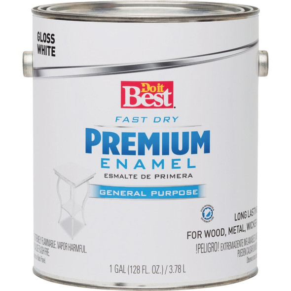 Do it Best Fast Dry Acrylic Latex Gloss Premium Enamel, White, 1 Gal. 203760D 794657
