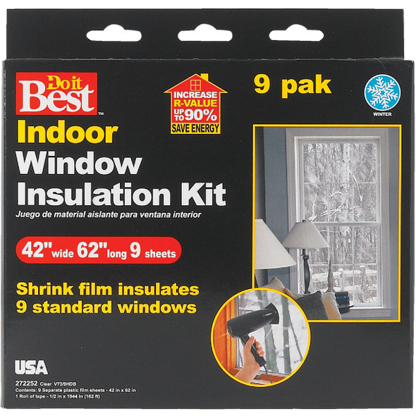 Do it Best 42 In. x 62 In. Indoor Shrink Film Window Kit (9-Pack) V73/9HDB