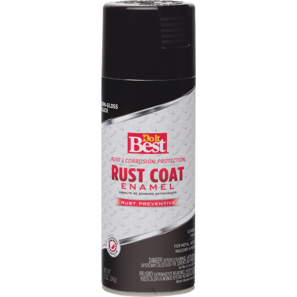 Do it Best Rust Coat Semi-Gloss Black 12 Oz. Anti-Rust Spray Paint 203507D 778931