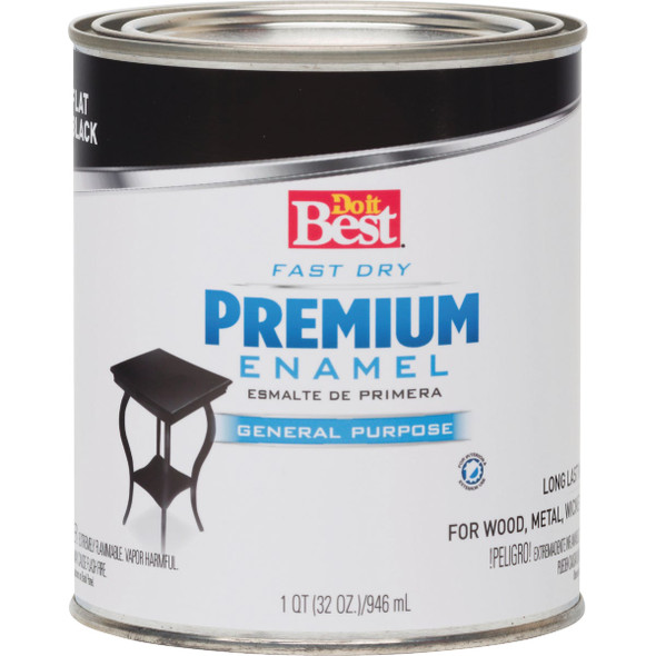 Do it Best Fast Dry Acrylic Latex Flat Premium Enamel, Black, 1 Qt.