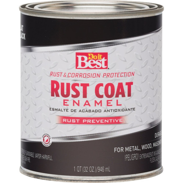 Do it Best Rust Coat Oil-Based Flat Enamel, Black, 1 Qt. 203567D 772038