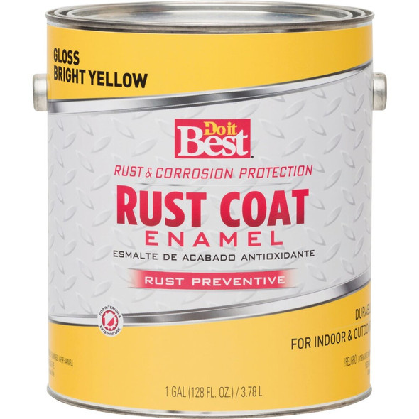 Do it Best Rust Coat Oil-Based Gloss Enamel, Bright Yellow, 1 Gal. 203701D 771880