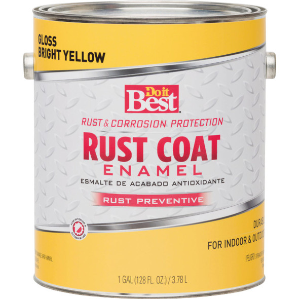 Do it Best Rust Coat Oil-Based Gloss Enamel, Bright Yellow, 1 Gal. 203701D 771880