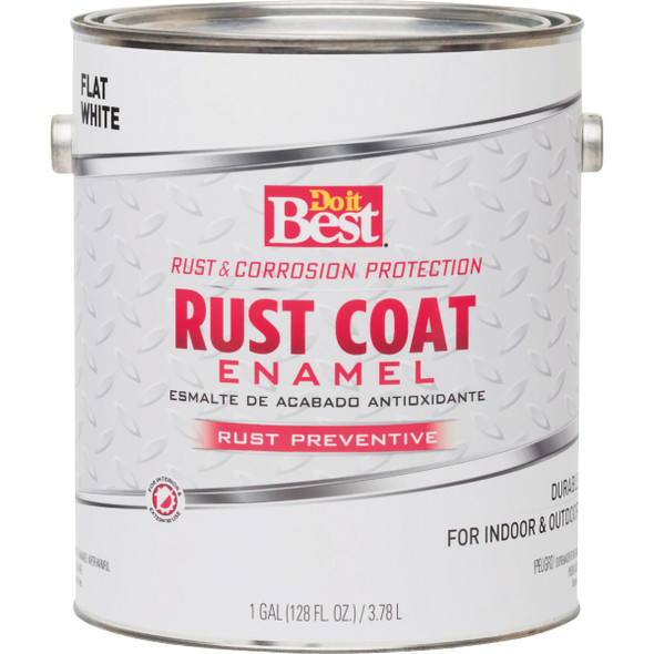 Do it Best Rust Coat Oil-Based Flat Enamel, White, 1 Gal.