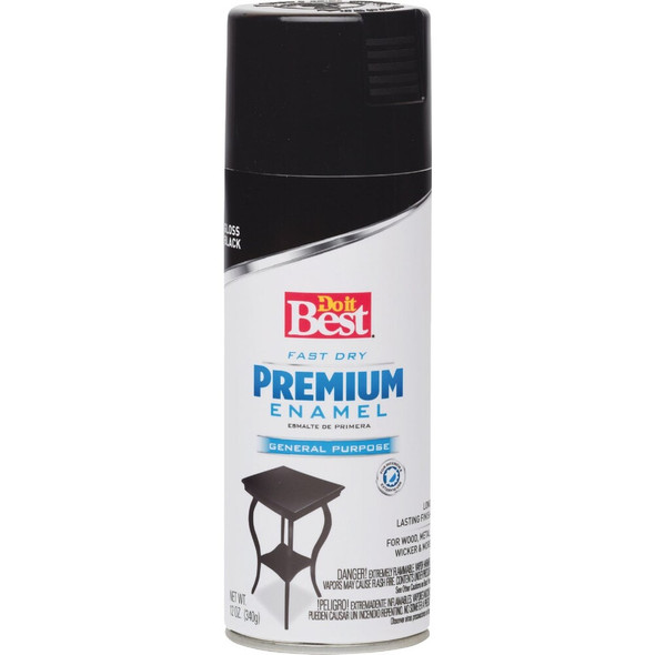Do it Best Premium Enamel 12 Oz. Gloss Spray Paint, Black 203461D 789800