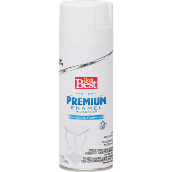 Do it Best Premium Enamel 12 Oz. Flat Spray Paint, White 203464D 789819