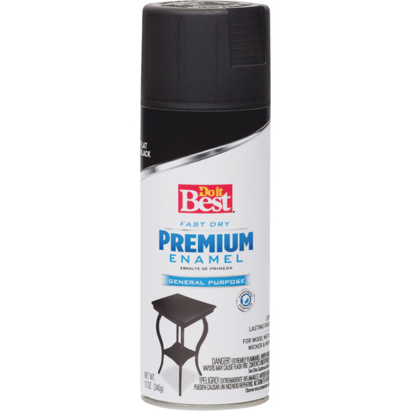 Do it Best Premium Enamel 12 Oz. Flat Spray Paint, Black 203463D 789793
