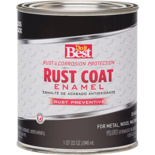 Do it Best Rust Coat Oil-Based Gloss Enamel, Black, 1 Qt.