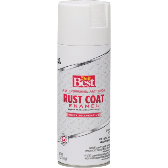 Do it Best Rust Coat Satin White Flat 12 Oz. Anti-Rust Spray Paint 203544D 780186