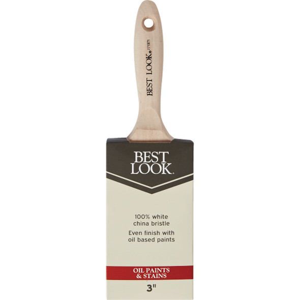 Best Look 3 In. Flat White Natural China Bristle Paint Brush 771971 771971