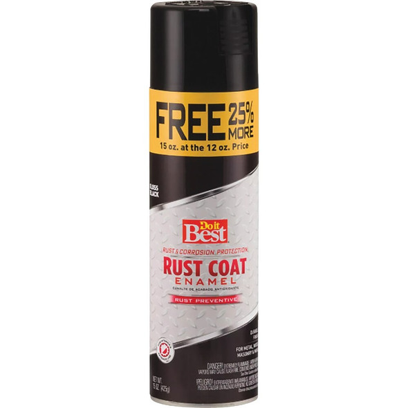Do it Best Rust Coat Gloss Black 15 Oz. Anti-Rust Spray Paint 203613D 786263