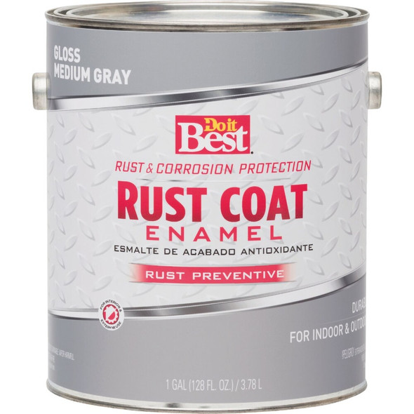 Do it Best Rust Coat Oil-Based Gloss Enamel, Medium Gray, 1 Gal. 203703D 771945